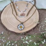 3 layer Daisy Flower Necklace