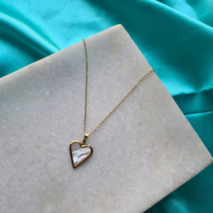 Moon Stone Heart Necklace