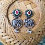 Elephant Green Fusion Earring