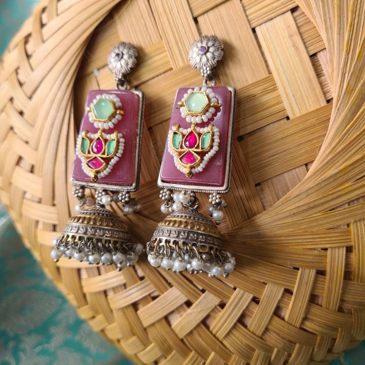 Pink Stone Fusion Earring