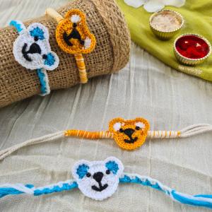 Blue teddy crochet rakhi