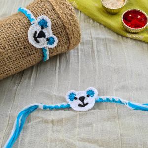 Blue teddy crochet rakhi