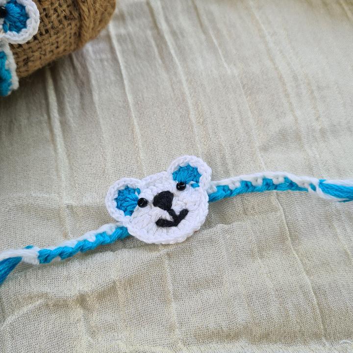 Blue teddy crochet rakhi