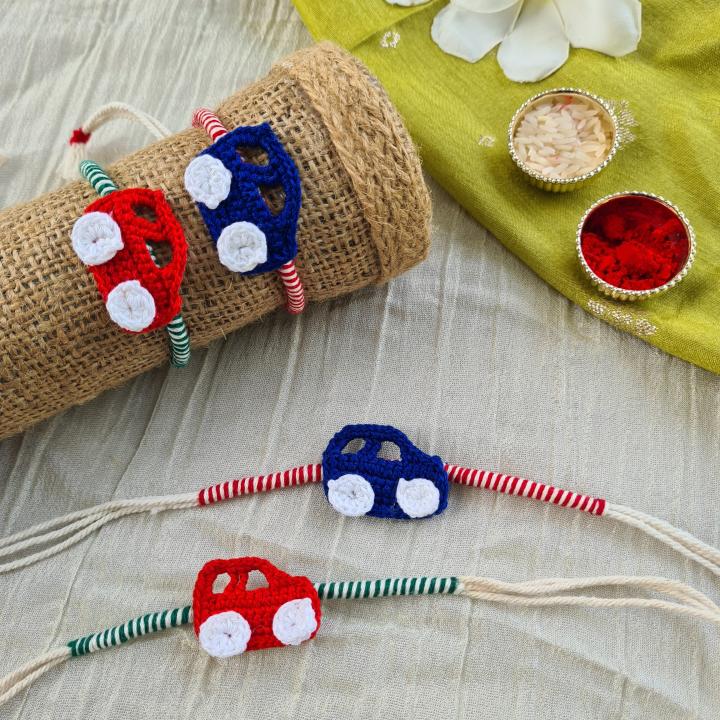 Blue car Rakhi Crochet