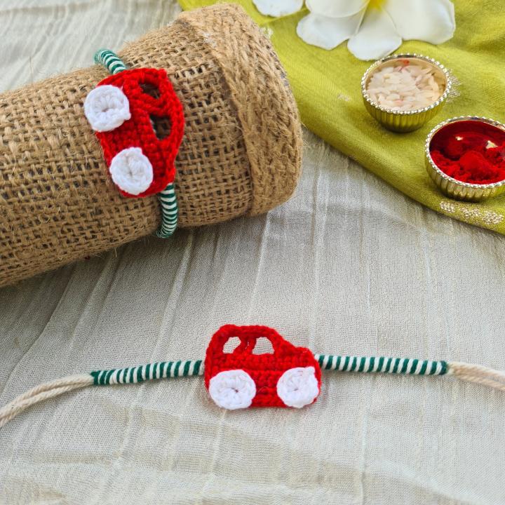 Red car Rakhi Crochet