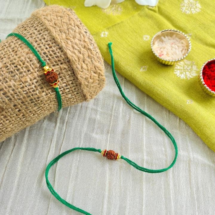 Simple Green Rudraksh Rakhi
