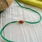 Simple Green Rudraksh Rakhi