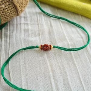 Simple Green Rudraksh Rakhi