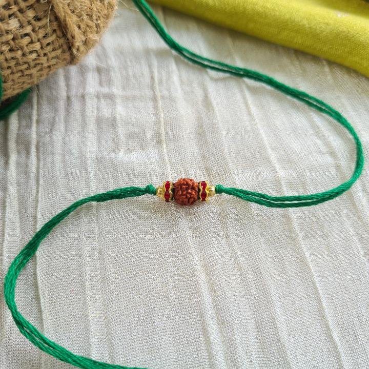 Simple Green Rudraksh Rakhi
