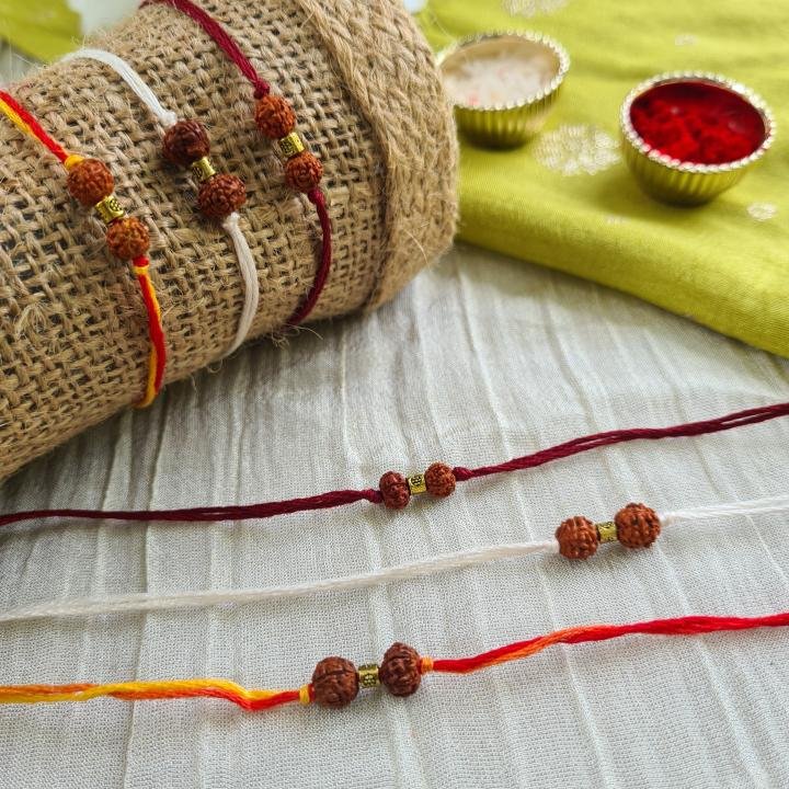 Double Rudraksh White Rakhi