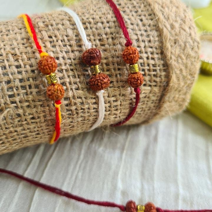 Double Rudraksh White Rakhi
