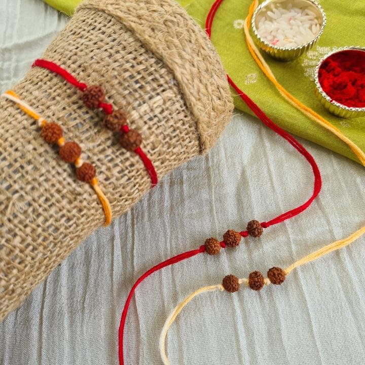 Red 3 Rudhraksh Rakhi