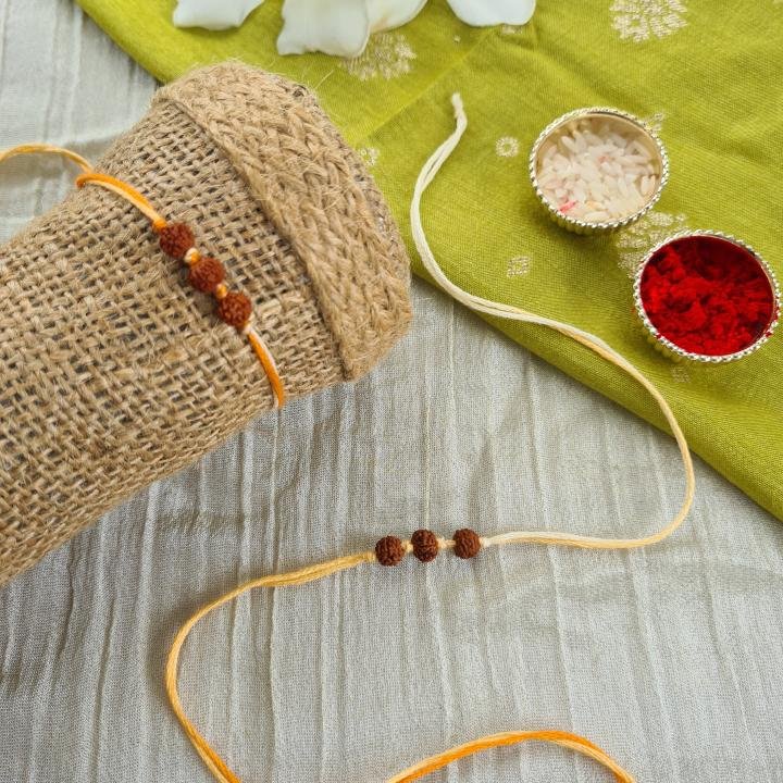 Orange 3 Rudhraksh Rakhi