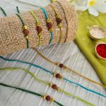 Green and Yellow Rudraksh Rakhi