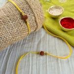 Minimal Yellow Rudraksh Rakhi