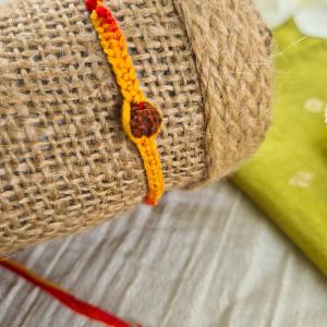 Red And Yellow Rudraksh Rakhi