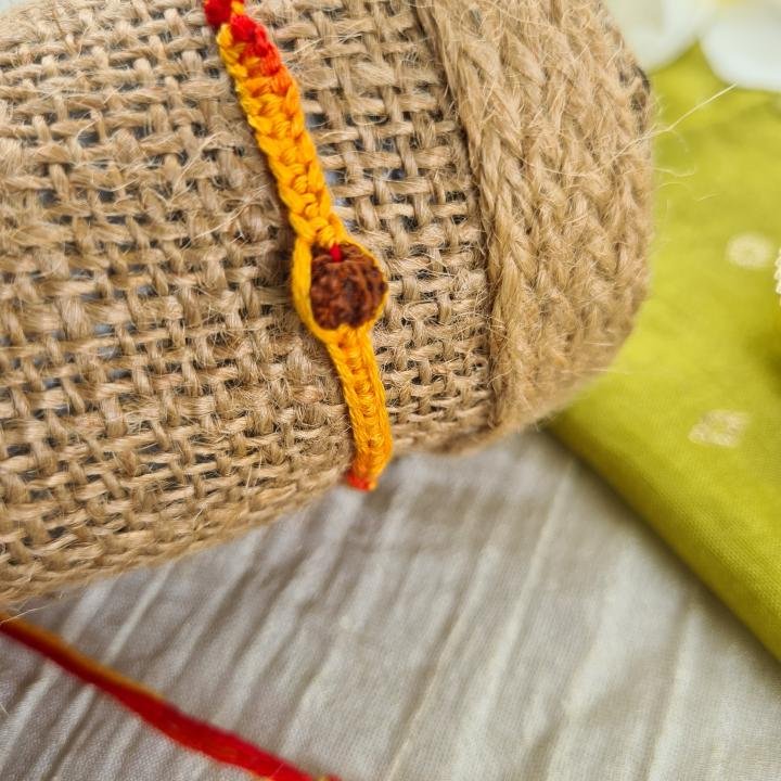 Red And Yellow Rudraksh Rakhi