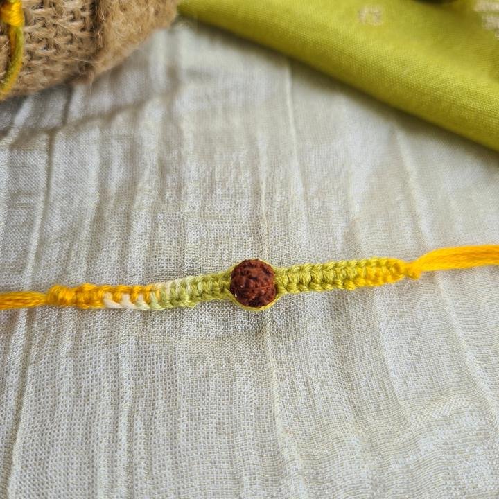 Lime Yellow Rudraksh Rakhi