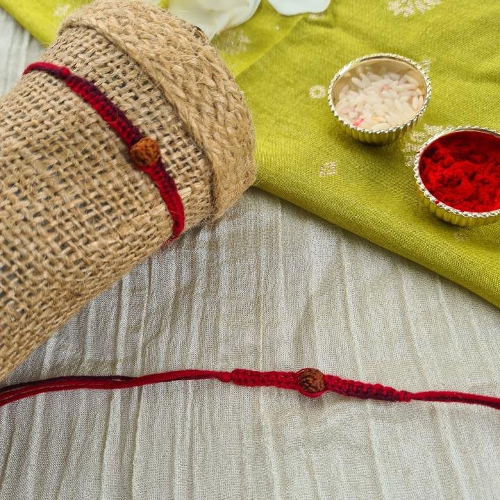 Red And Maroon Rudraksh Rakhi