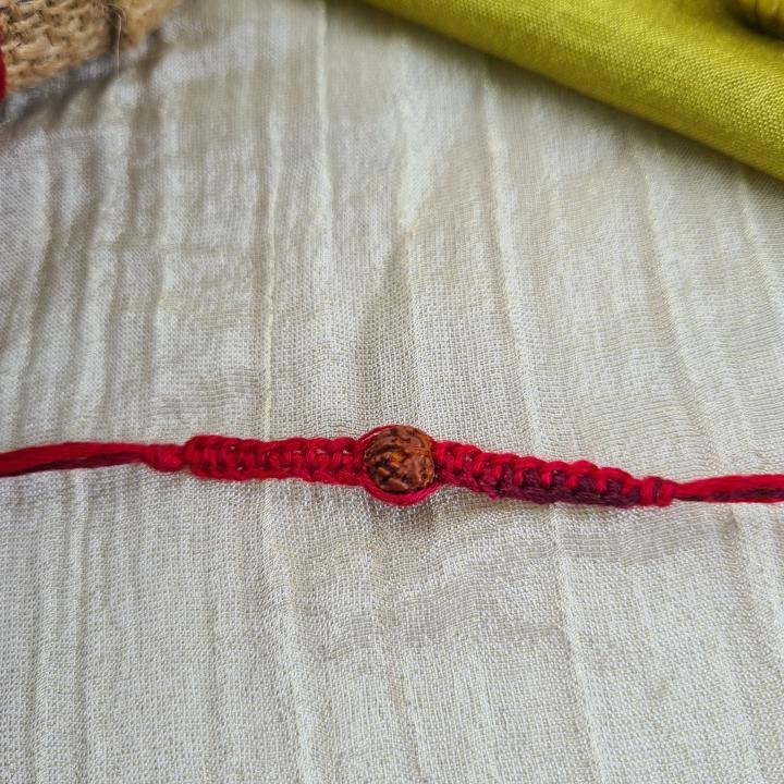 Red And Maroon Rudraksh Rakhi